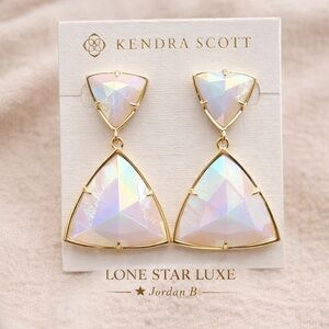 Kendra Scott Maury Iridescent White Statement Earrings Gold – Retired HTF
